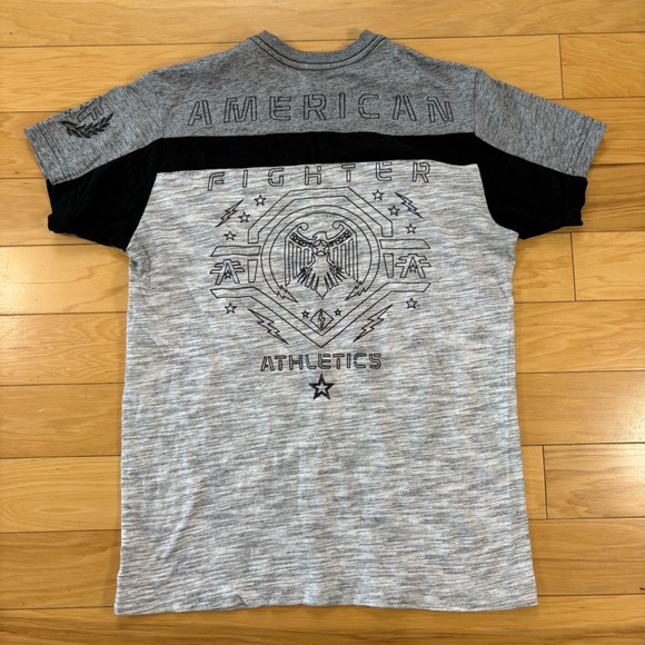 American Fighter Tee Shirt Mens Sz S Gray Color block Short Sleeve Double Sided - Picture 5 of 6